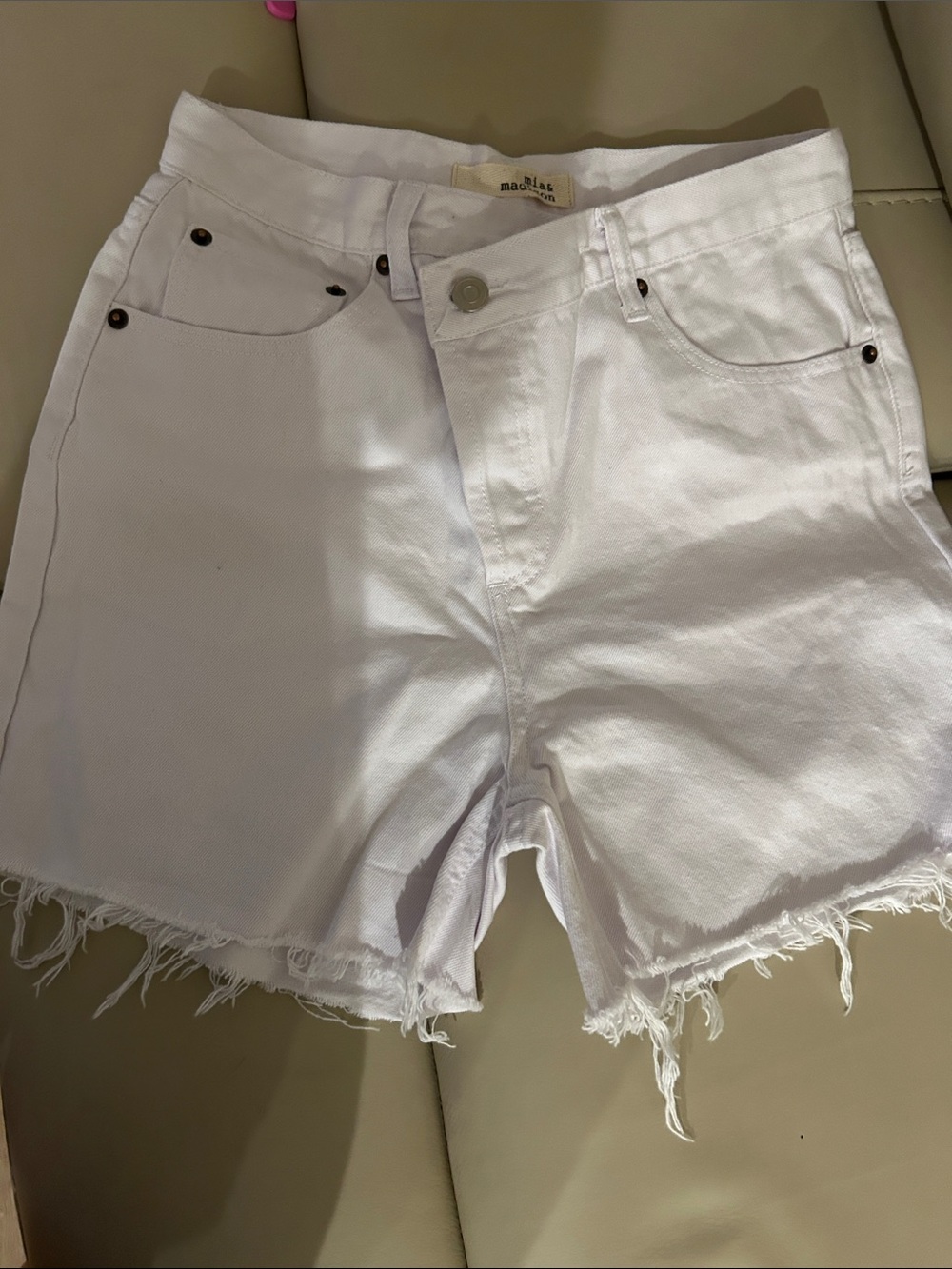 Madewell White Frayed Hem Denim Shorts